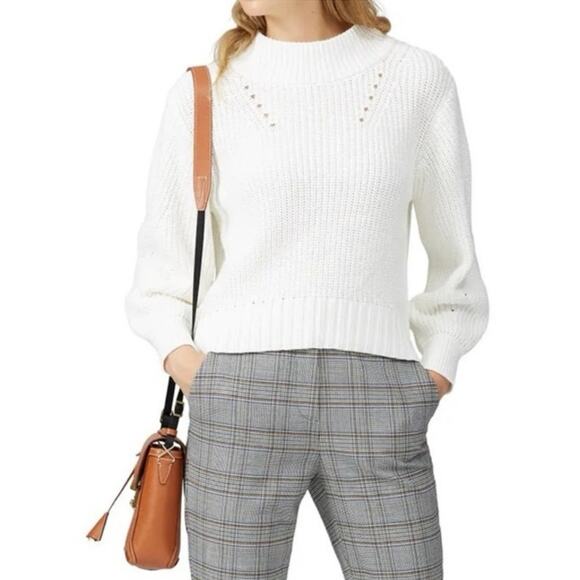 J. Crew Pointelle Cotton White Knit Crewneck Sweater Women’s Size XL - Picture 1 of 8